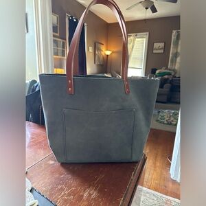 Portland leather large tote- storm color like NEW